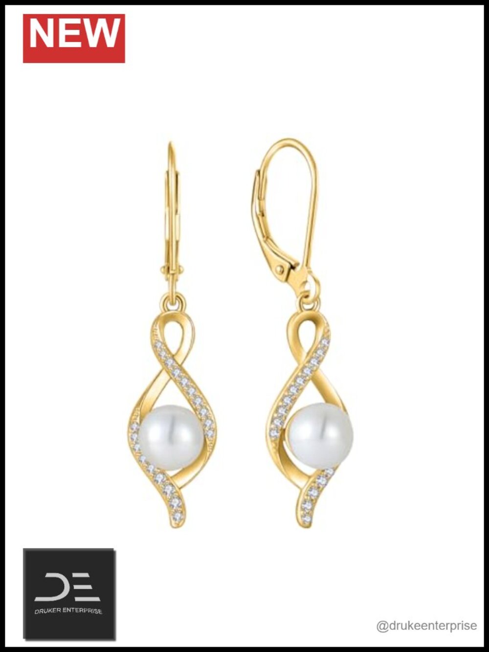 Freshwater Pearl Drop Earrings 925 Sterling Silver 18k Gold Plated